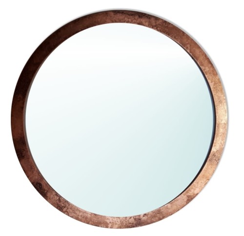 Okrągłe lustro w ramie miedzianej.