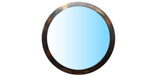 Lustro okrągłe. Turkusy i brązy.