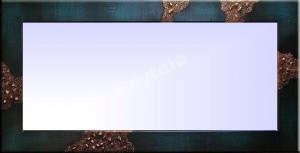 LUSTRO W RAMIE. Turkus  i miedź. 70x140